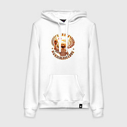 Толстовка-худи хлопковая женская Khabib Nurmagomedov Art, цвет: белый
