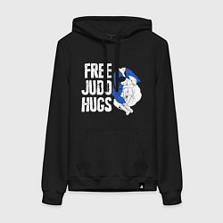 Толстовка-худи хлопковая женская Judo Hugs, цвет: черный