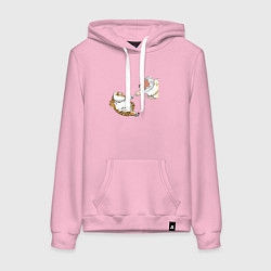 Толстовка-худи хлопковая женская Сотворение тигрёнка - пародия на Микеланджело, цвет: светло-розовый