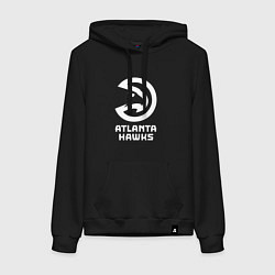 Толстовка-худи хлопковая женская Атланта Хокс, Atlanta Hawks, цвет: черный