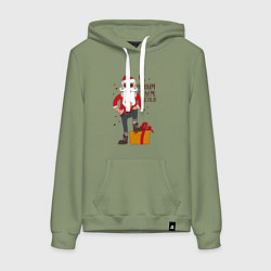 Толстовка-худи хлопковая женская С НОВЫМ ГОДОМ, ДЕТКА!, цвет: авокадо