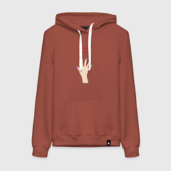 Толстовка-худи хлопковая женская Рука ледяного убийцы с разноцветными ногтями, цвет: кирпичный