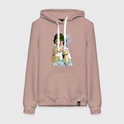 Толстовка-худи хлопковая женская Angry princess, цвет: пыльно-розовый