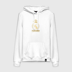 Толстовка-худи хлопковая женская Real Madrid gold logo, цвет: белый