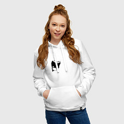 Толстовка-худи хлопковая женская Кот в маске, цвет: белый — фото 2