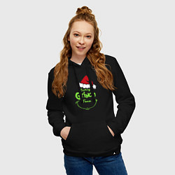 Толстовка-худи хлопковая женская Resting Grinch Face, цвет: черный — фото 2