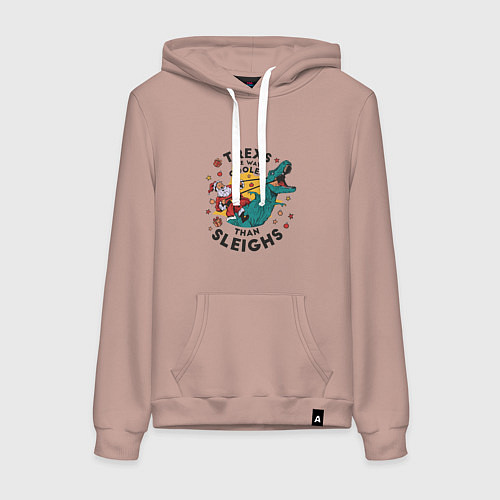 Женская толстовка-худи T-Rex Christmas / Пыльно-розовый – фото 1