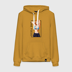 Толстовка-худи хлопковая женская Нами Ван Пис, цвет: горчичный
