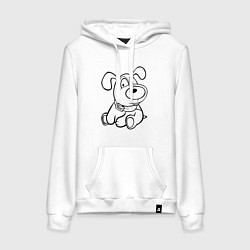 Толстовка-худи хлопковая женская Щенок глазастый, цвет: белый