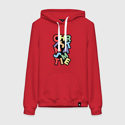 Толстовка-худи хлопковая женская Christmas Time Рождественское Время, цвет: красный