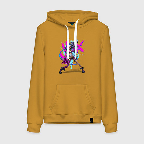 Женская толстовка-худи LOL JINX БРЫЗГИ КРАСОК / Горчичный – фото 1