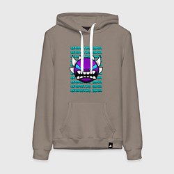 Толстовка-худи хлопковая женская GEOMETRY DASH ФИОЛЕТОВЫЙ ДЕМОН ГЕОМЕТРИЯ, цвет: утренний латте