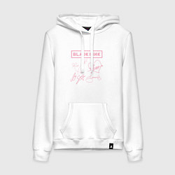 Толстовка-худи хлопковая женская BLACKPINK АВТОГРАФЫ БЛЭКПИНК, цвет: белый
