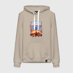 Толстовка-худи хлопковая женская JINX HERE WAS ARCANE LEAGUE OF LEGENDS ДЖИНКС, цвет: миндальный