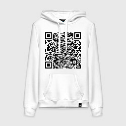 Толстовка-худи хлопковая женская QR-код Скала Джонсон, цвет: белый