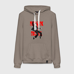 Толстовка-худи хлопковая женская Rokc n roll king, цвет: утренний латте