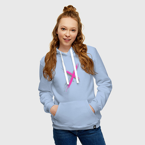 Женская толстовка-худи Коллекция Get inspired! Pink cross Абстракция P-cr / Мягкое небо – фото 3