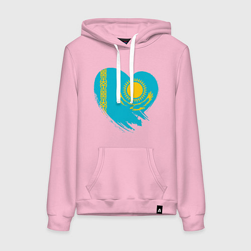 Женская толстовка-худи Сердце - Казахстан / Светло-розовый – фото 1