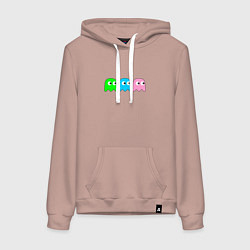 Толстовка-худи хлопковая женская Pac man - play Для двоих, цвет: пыльно-розовый