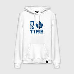 Толстовка-худи хлопковая женская It is Toronto Maple Leafs Time, Торонто Мейпл Лифс, цвет: белый