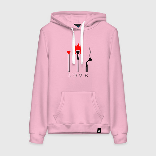 Женская толстовка-худи LOVE ЛЮБОВЬ / Светло-розовый – фото 1