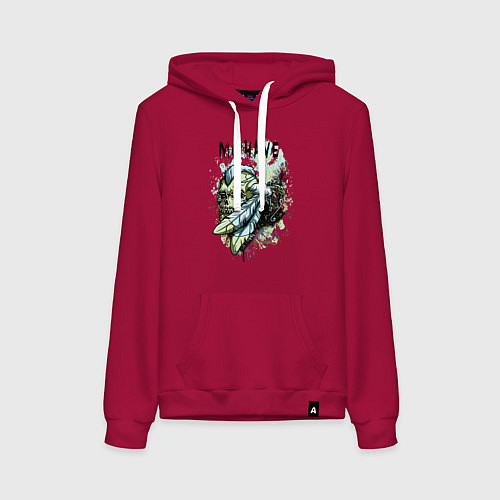 Женская толстовка-худи Череп с ирокезом / Маджента – фото 1