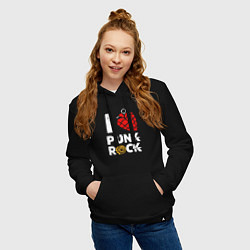 Толстовка-худи хлопковая женская I LOVE PUNK ROCK, цвет: черный — фото 2