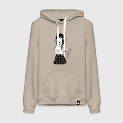 Толстовка-худи хлопковая женская Коми неко, цвет: миндальный