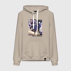 Толстовка-худи хлопковая женская Komi Cant Communicate, цвет: миндальный