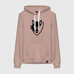 Толстовка-худи хлопковая женская Wolf Emblem, цвет: пыльно-розовый