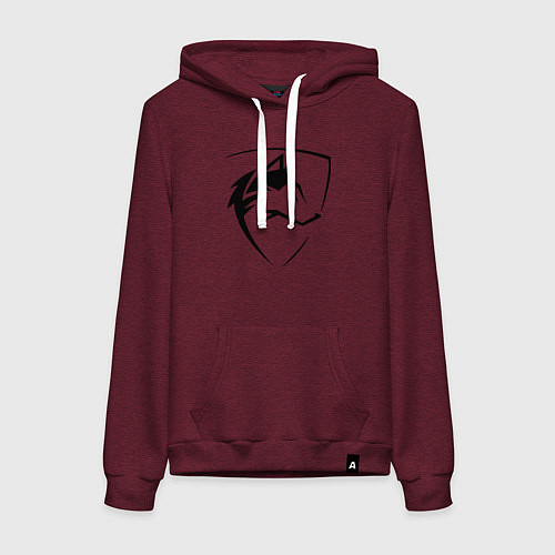 Женская толстовка-худи Wolf Emblem Jaw / Меланж-бордовый – фото 1