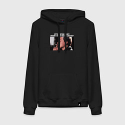 Толстовка-худи хлопковая женская Зимой и летом одним цветом БРИГАДА, цвет: черный