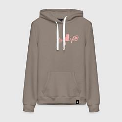 Толстовка-худи хлопковая женская Кардио котик, цвет: утренний латте