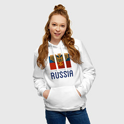 Толстовка-худи хлопковая женская Russia - Союз, цвет: белый — фото 2