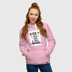 Толстовка-худи хлопковая женская Keep calm Kovrov Ковров ID250, цвет: светло-розовый — фото 2