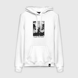 Толстовка-худи хлопковая женская Римуру ЧБ, цвет: белый