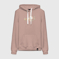 Толстовка-худи хлопковая женская Милый Ленивец На Дереве, цвет: пыльно-розовый
