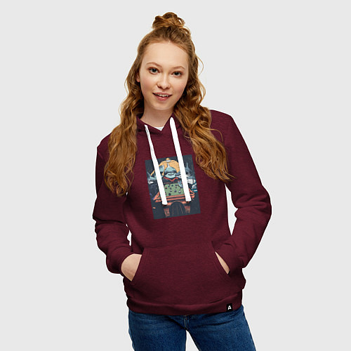Женская толстовка-худи Акулы играют в бильярд Sharks Playing Pool / Меланж-бордовый – фото 3