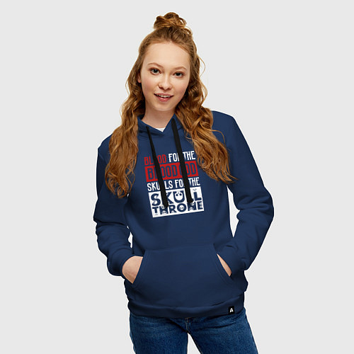 Женская толстовка-худи Девиз Последователей Кхорна для темного фона / Тёмно-синий – фото 3