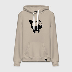 Толстовка-худи хлопковая женская Глазастый котик Big - eyed cat, цвет: миндальный