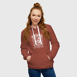Толстовка-худи хлопковая женская ОГНЕБОРЕЦ ПОЖАРНЫЙ СПАСАТЕЛЬ, цвет: кирпичный — фото 2
