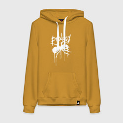 Толстовка-худи хлопковая женская Draw white logo - Ant, цвет: горчичный