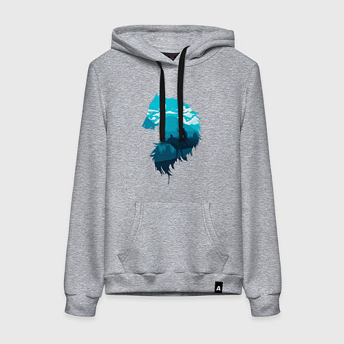 Женская толстовка-худи Принцесса Мононоке волчий силуэт / Меланж – фото 1