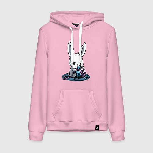 Женская толстовка-худи Зайчонок обнял клубки The bunny hugged the balls / Светло-розовый – фото 1