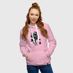 Толстовка-худи хлопковая женская Xbot 4000 в профиль с лого, цвет: светло-розовый — фото 2