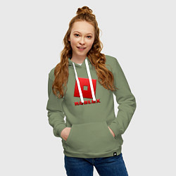 Толстовка-худи хлопковая женская ROBLOX логотип красный градиент, цвет: авокадо — фото 2