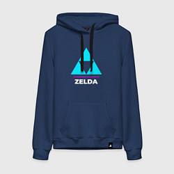 Толстовка-худи хлопковая женская Символ Zelda в неоновых цветах, цвет: тёмно-синий