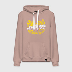 Толстовка-худи хлопковая женская CREAM Wu-Tang, цвет: пыльно-розовый