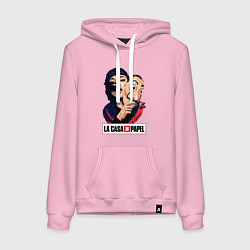 Толстовка-худи хлопковая женская Бумажный дом La casa de papel, цвет: светло-розовый