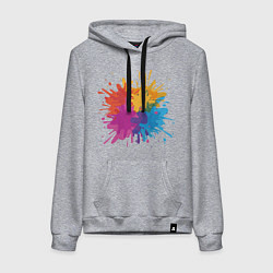 Толстовка-худи хлопковая женская Paint splashes, цвет: меланж
